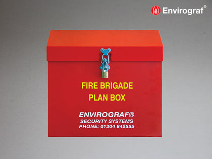 Metal fire protection boxes to hold building plans and other important documents